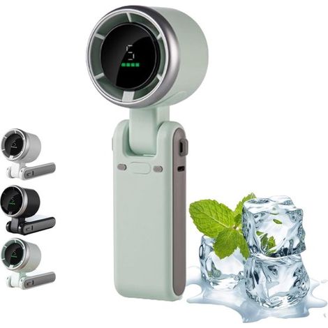 Mini ventilatore – Ventilatore da tavolo/da collo – Ventilatore USB da 3600 mAh – 5 velocità del vento – Ventilatore portatile con display LCD – Ricaricabile – Flusso d'aria potente – Regolabile a 180