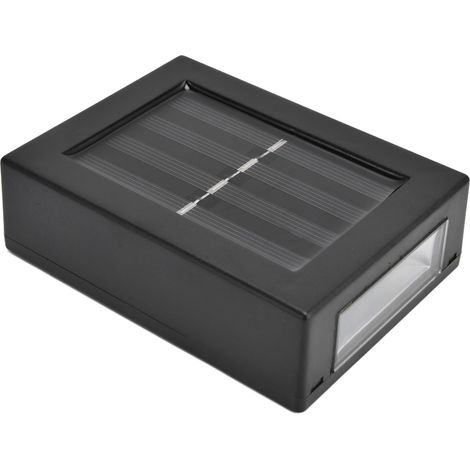 Lot de 2 appliques solaires murales LED, éclairage par le haut et par le bas, détecteur de lumière, étanches IP65, éclairage décoratif moderne pour cour, jardin ou porche, vendues par lot de deux (col (1/5)