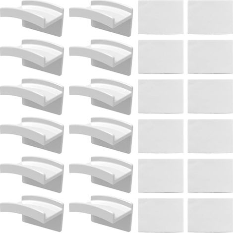 Juego de 12 ganchos autoadhesivos para sombreros, para montaje en pared, soportes para sombreros, estantes de almacenamiento para gorras de béisbol, soporte de pared para sombreros, blanco
