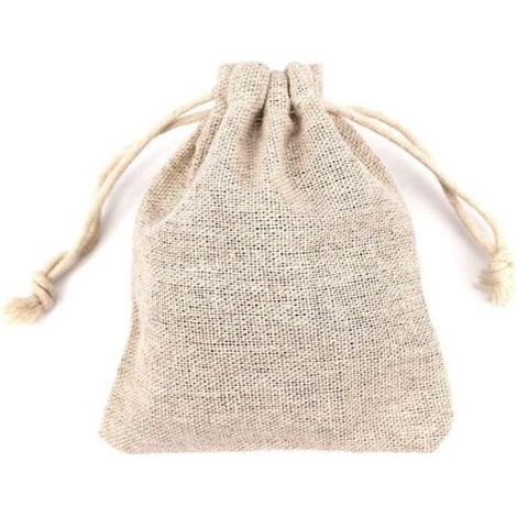 Pochette Cadeau - Sachet Lin Naturel 9 x 11 cm - Pour Mariage Bricolage Bijoux - Lot de 50 (1/5)