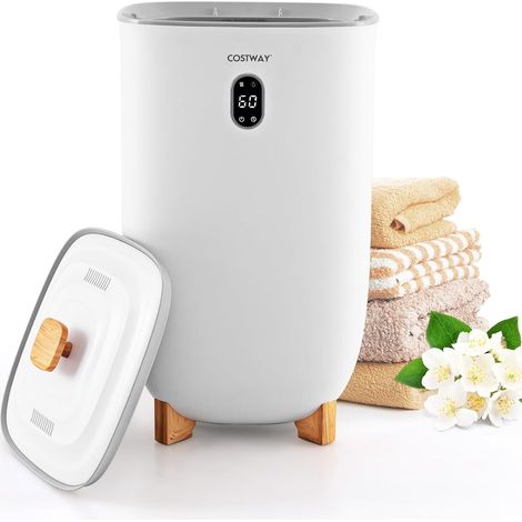 GOPLUS Grand Chauffe Serviettes Esthetique 35L avec Chauffage PTC & Support pour Disque Parfumé, Minuterie et Arrêt Automatique, Sèche Serviettes Portable pour 4 Serviettes Surdimensionnées (1/5)