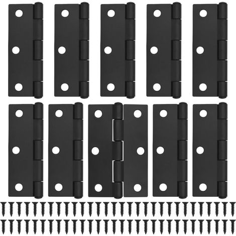 10 Black Door Hinges - 75mm (3 inch) Cupboard Door Hinges with 60 Black Screws Interior Door Hinges for Home Furniture Wooden Door Hinges (1/5)