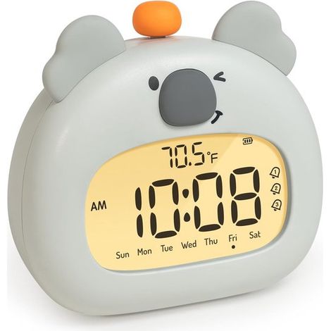 Réveil enfant en forme de koala avec veilleuse - Apprentissage ludique du sommeil numérique - Écran LED - 3 alarmes - Compte à rebours (1/5)