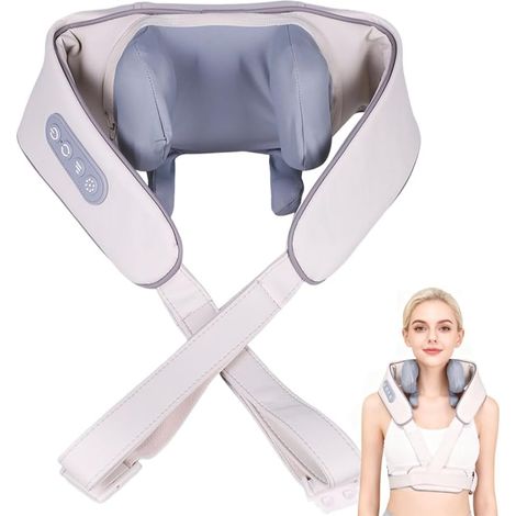 Masseur Dos Et Cervicales, Portable Masseur Cervical 6D avec Chauffage, Appareil De Massage pour Soulager Les Douleurs Au Cou Et Aux Épaules, La Maison, La Voiture, Le Bureau, Massage Électrique