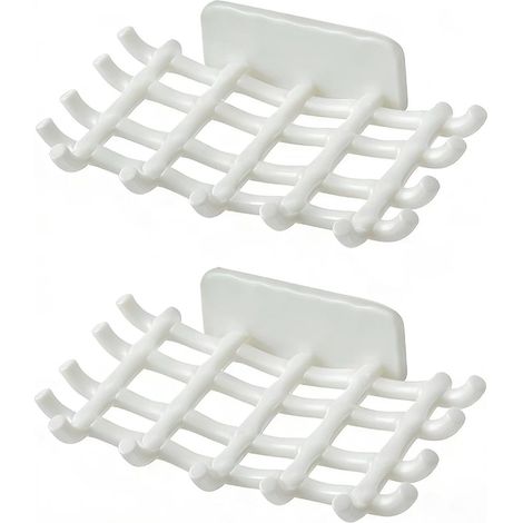 Boîte à savon murale sans perçage – 2 pièces, grille de drainage multifonction pour salle de bain et douche, style moderne minimaliste (1/4)