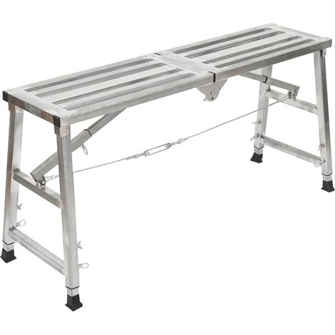 Plateforme de travail, échelle en aluminium, hauteur réglable jusqu'à 200 kg, 60-90 cm, échafaudage portable pliable, plateforme de travail avec plate-forme, banc de travail, échelle pliante (1/5)