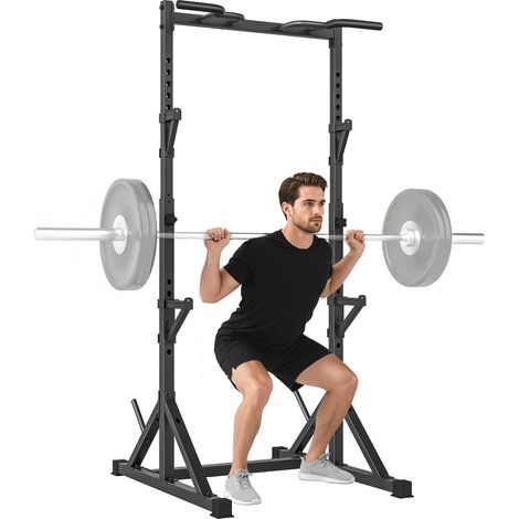 Hantelständer 2 Ebenen Hantelscheibenständer aus Stahl Langhantelablage bis 200 kg belastbar Squat Rack (1/5)