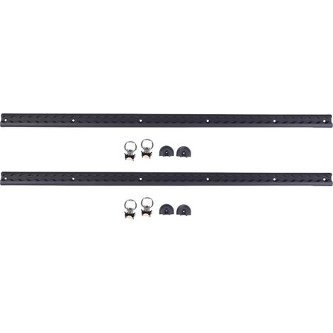Lot de 2 systèmes d'arrimage en L avec 4 raccords à anneau rond, embouts de 1 mètre de long en aluminium pour motos, VTT, motos tout-terrain, tracteurs utilitaires, camions, noir (1/5)
