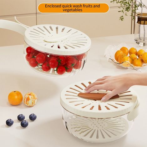 Contenant Fruits - Bac Réfrigérateur avec Couvercle et Passoire Amovible - Pour Fruits Légumes Salades Baies - 15.5 x 15.5 x 8.3 cm - 1 Pièce (1/5)
