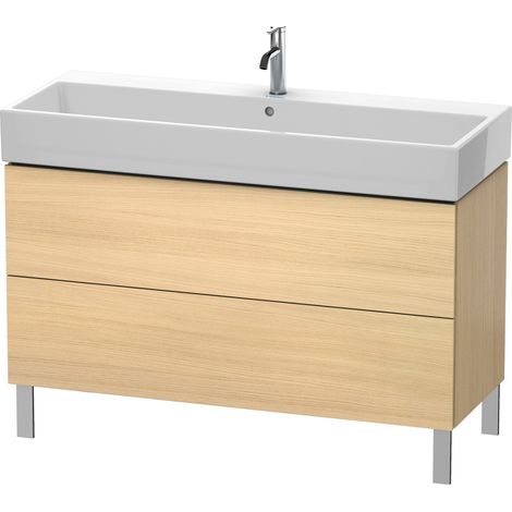 Duravit Meuble sous-lavabo L-Cube vertical 118,4 x 45,9 cm, 2 tiroirs, pour Vero Air 235012, Coloris: Placage chêne méditerranéen en bois véritable - LC677907171 (1/4)