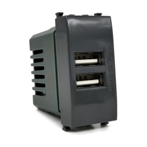 Presa USB Doppia 2A VIMAR Plana NERA - Compatibile