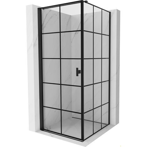 Mexen Mist-B Duschkabine links 90 x 90 cm, schwarzes Raster, schwarz - 8A2T-090-090-70-77-L (1/5)