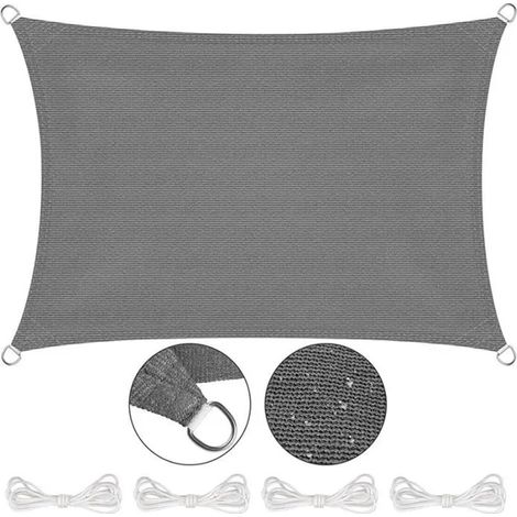 Voile d'ombrage - 3x4 m - Protection anti-UV - Portable - 90% d'ombrage (1/4)