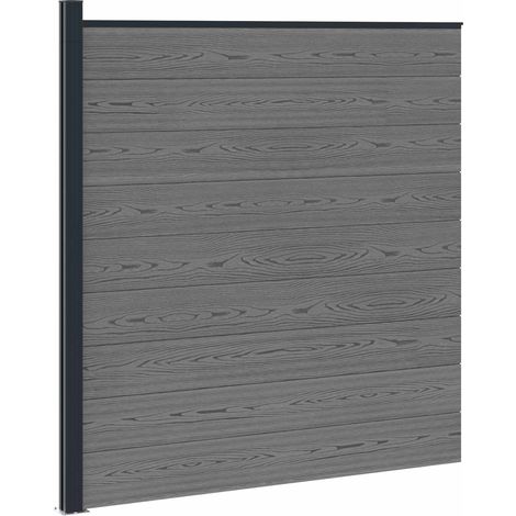 Fence Panel WPC and Aluminium Grey vidaXL