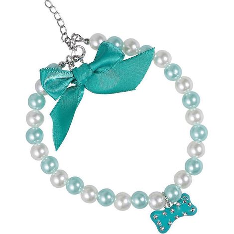 Collar con lazo para mascotas, collar para perro con colgante de perla (1/5)