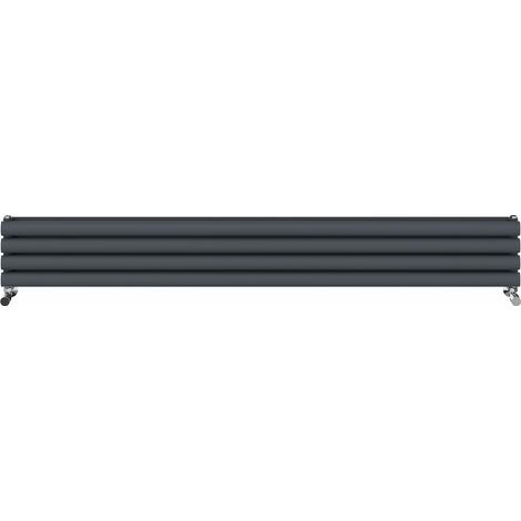Warmehaus Horizontal Radiator Oval Double Anthracite 236x1800mm (1/5)