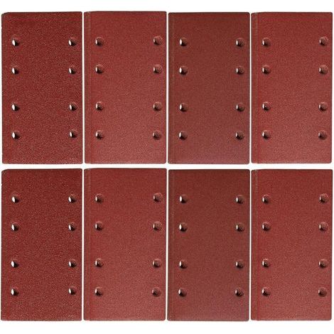Lot de 10 feuilles abrasives 93 x 185 mm - Papier abrasif carré auto-agrippant 8 trous - 800 grains assortis - le polissage et l'élimination de la rouille (1/4)