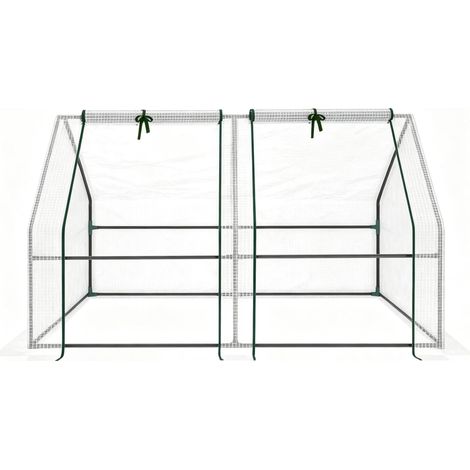 Mini invernadero de jardín 180 x 90 x 90 cm con cubierta PE 140 g/m² y estructura de acero blanco (1/5)