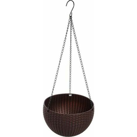 Panier à suspendre Panier à plantes Pot de fleurs à suspendre avec insert et plaque de séparation d'eau (marron) (1/5)