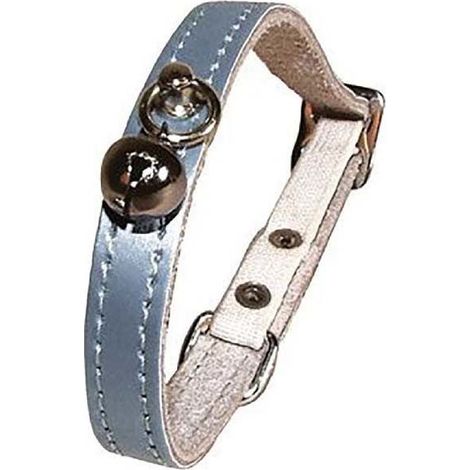 Collare in pelle blu cangiante con campanellino i modello Irise per gatti