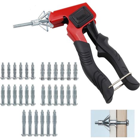 Kit de Montage pour Corps Creux, Pince De Montage Pour Chevilles, Kit d Outils de Réglage D ancrage Mural, avec 30 vis d Ancrage Murales Creuses, avec Murs Creux, Plaques de Plâtre, Panneaux de (1/5)