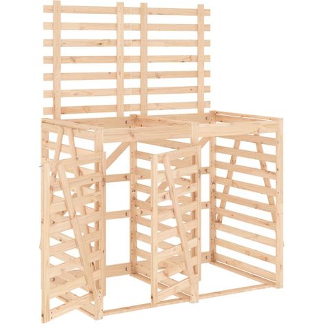 Maison Exclusive - Mülltonnenbox für 2 Tonnen Massivholz Kiefer