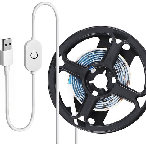 Bande LED 1M Dimmable USB, Lumière Blanche Chaude 3000K, Ruban LED Étanche avec Interrupteur Tactile, pour Éclairage de Fond TV, Sous-Meuble, Bureau, Décoration Intérieure (1/5)