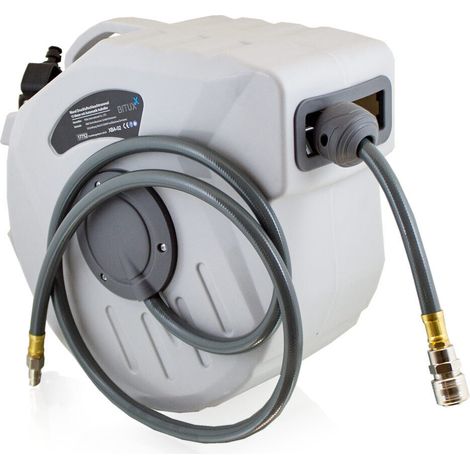 Bituxx® 15m Druckluft Schlauchtrommel automatik Druckluft Schlauchaufroller 1/4" Zoll Anschluss Automatik Schlauchaufroller für Wandmontage (15m / 15 Meter) (1/5)