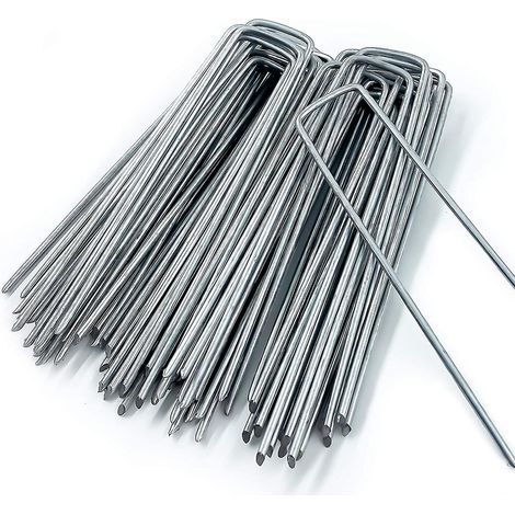 50 U-förmige Gartenpfähle für Rasenabdeckung, Camping, Sardinen, Gartenzaun, 150 mm lang (1/5)