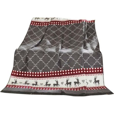 Coperta, copriletto, plaid Blanket 180 Cmx220 Cm Grigio Bianco Rosso (1/5)