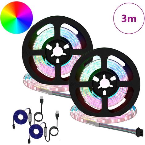 Bande LED 2 pcs Noir et Transparent 750 mm Cuivre et plastique