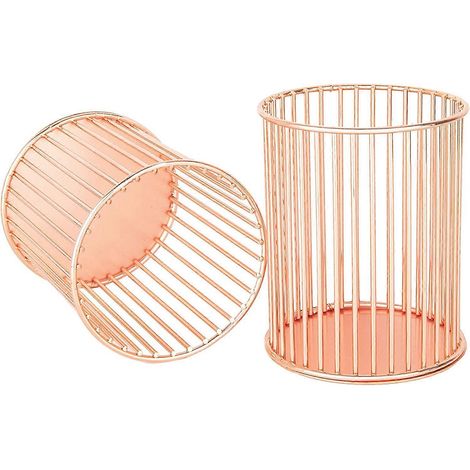 Set aus 2 glänzenden Metall-Stifthaltern fürs Büro, Aufbewahrungshalter für Make-up-Pinsel, dekorativer Schreibtisch-Organizer