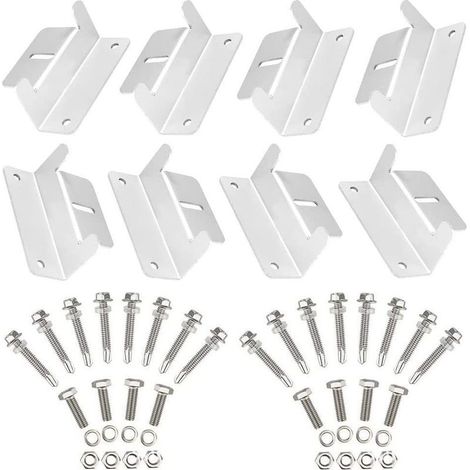 Système de fixation de panneau solaire en forme de Z pour caravanes, bateaux, voitures, camions, maisons, supports de toit hors réseau (8 supports au total) (1/5)