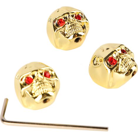 3 Boutons de Guitare Électrique en Métal Tête de Mort pour Basse, Réglage Volume et Ton, Pièce de Remplacement Dorée GD305 (1/5)