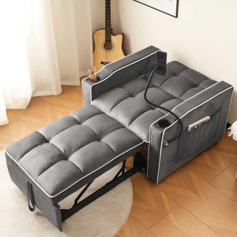 Un canapé-lit multifonction — équipé de porte-gobelets et d'un support pour téléphone portable combinant les fonctions de canapé, de fauteuil de détente, de méridienne et de fauteuil — parfaitement a (1/4)