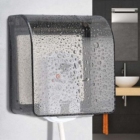 1 cache-prise en plastique type 86, noir translucide, étanche, boîtier mural étanche pour prises extérieures, de salle de bain et de cuisine (12,2 × 10,8 × 7,3 cm),OUYLAF