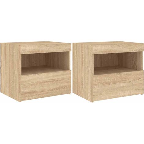 Maison Exclusive - Comodini con Luci LED 2pz Rovere Sonoma 50x40x45 cm