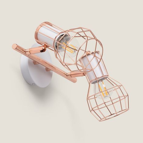 Lampada da Soffitto Orientabile in Metallo 2 Faretti Lada Rame