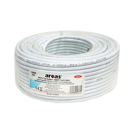 Arcas HDTV Satellitenkabel 50m Koaxialkabel Weiß