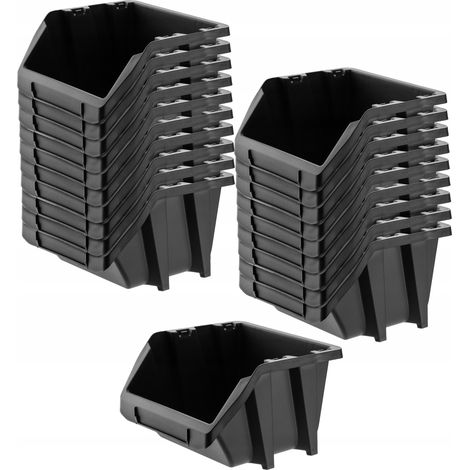 KADAX Werkstatt-Stapelkiste, Lagerboxen (Schwarz, 20er Set - 144x118mm)
