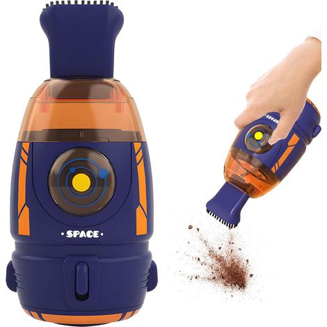 Mini aspirateur de bureau Aspirateur portable sans fil rechargeable haute puissance en forme de fusée, idéal pour la voiture, la table, la poussière, les miettes et les poils d'animaux (1/5)