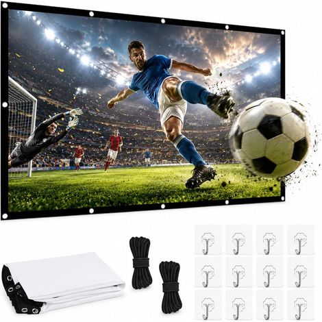 Écran de Projection 120" avec Crochets et Cordes, 16:9 HD, Pliable, écran de Projection Portable pour extérieur pour Home cinéma, cinéma en Plein air, école, réunion, Camping (1/5)