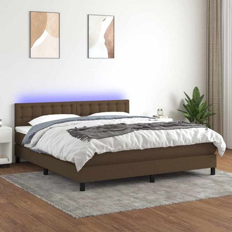vidaXL Sommier à lattes de lit matelas et LED Marron foncé 180x200 cm (1/5)