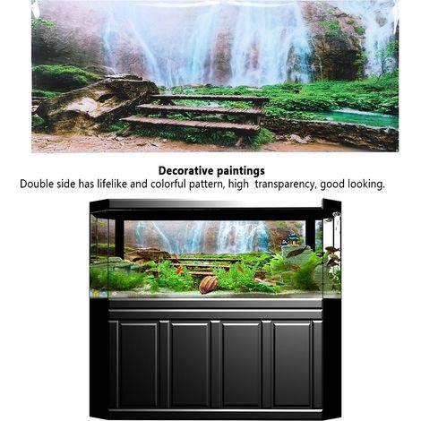 Papier Peint Aquarium Fond de Scène PVC Jungle Cascade 61x30 cm - AUTRES