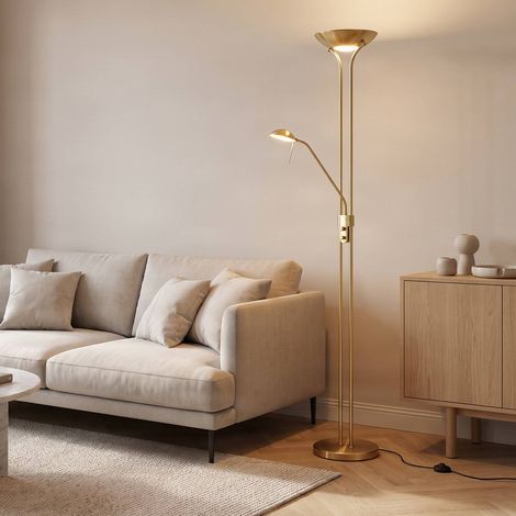 LED Stehlampe "Josefin" aus Metall dimmbar für Wohnzimmer & Esszimmer von Lindby