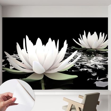 Tapete adhésive moderne pour salon et chambre à coucher Décoration rapide avec colle Fleurs aquatiques 152x104 cm (1/5)