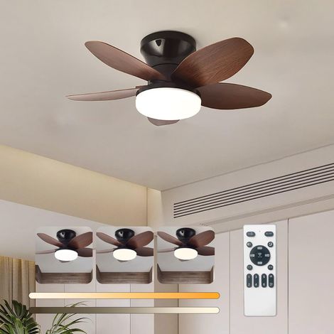 Ventilateur de plafond avec lumière et télécommande, ventilateur de salon à 5 lames à intensité variable, plafonnier pour chambre,plafond,Noyer,65cm (1/5)