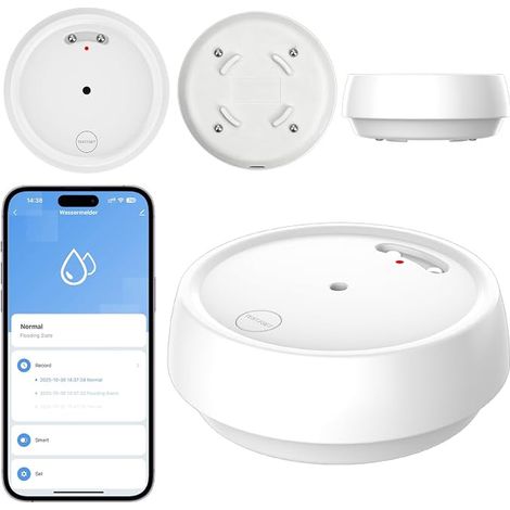 WiFi Water Leak Detector with Battery, IP66 Alarm 80 DB for Kitchen, Bathroom, Basement (1/5)