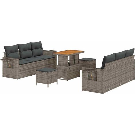 Maison Exclusive - Garten-Sofa-Set mit Kissen mit Speicher 9 pcs