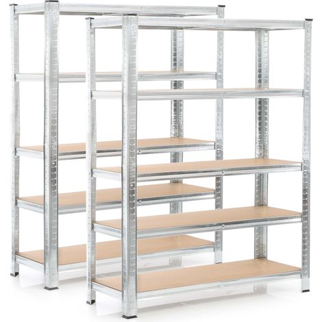 Wiltec Set 2 estanterías de carga pesada zincada 180x120x40cm enchufable acero 875kg 5 baldas taller (1/5)